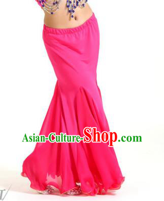 Asian Indian Belly Dance Rosy Fishtail Skirt Stage Performance Oriental Dance Clothing for Kids