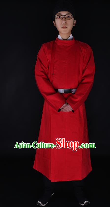 Chinese Ancient Tang Dynasty Imperialbodyguard Costume Red Robe Swordsman Hanfu Clothing for Men