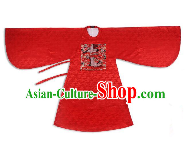 Chinese Ancient Ming Dynasty Princess Wedding Hanfu Costume Red Long Blouse Clothing for Women