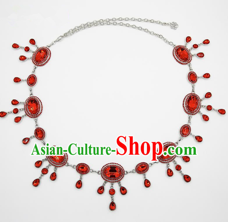 Indian Belly Dance Red Crystal Waist Chain Accessories Waistband India Raks Sharki Belts for Women