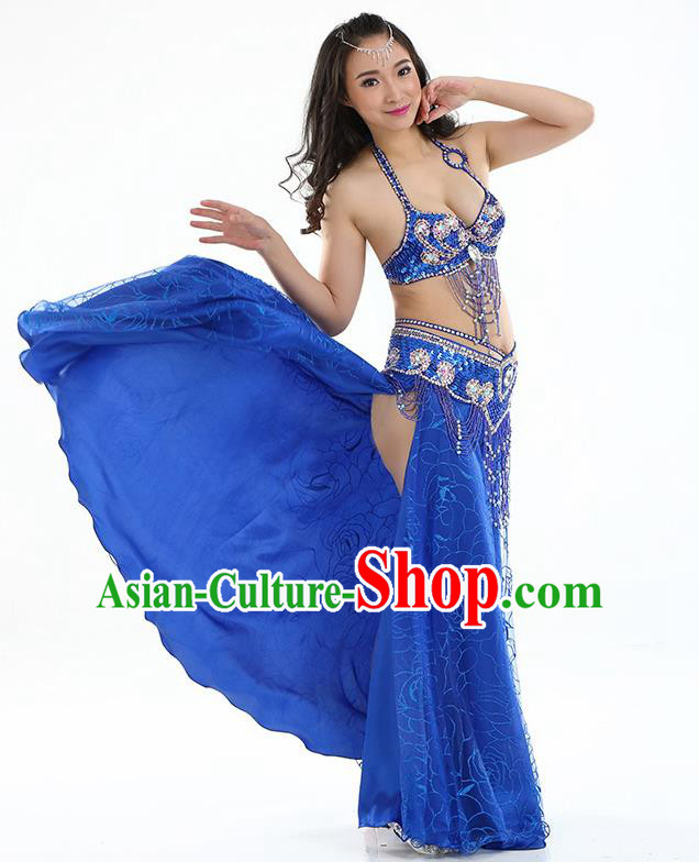 Top Grade Bollywood Belly Dance Royalblue Dress Indian Raks Sharki Oriental Dance Clothing for Women