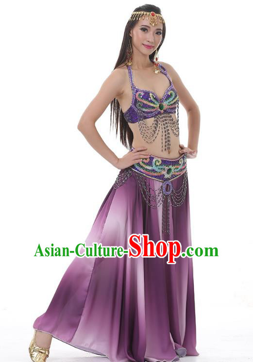 Traditional Bollywood Belly Dance Sexy Purple Dress Indian Oriental Dance Costume for Women