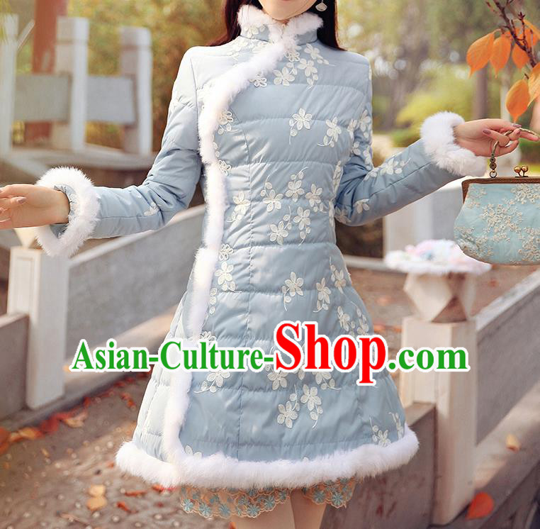 Traditional Ancient Chinese Young Women Cheongsam Dress Republic of China Tangsuit Stand Collar Blouse Dress Tang Suit Clothing