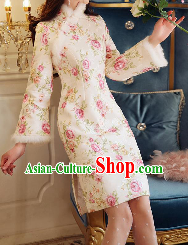 Traditional Ancient Chinese Young Women Cheongsam Dress Republic of China Tangsuit Stand Collar Blouse Dress Tang Suit Clothing