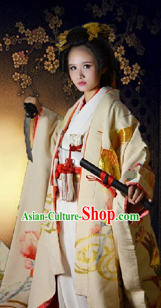 Japan Traditional Princess Costume White Yukata Dress Japanese Wedding Furisode Kimono for Women