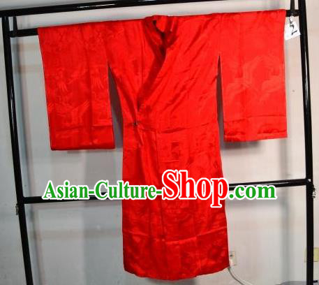 Japanese Traditional Prince Red Yukata Robe Clothing Japan Samurai Haori Kimonos for Men