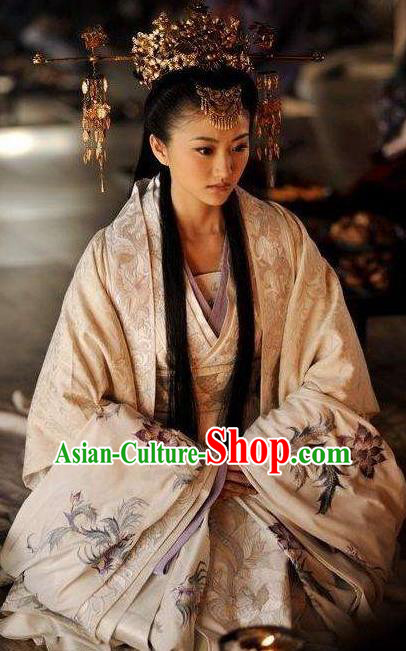 Chinese Ancient Han Dynasty Theatre Princess Hanfu Costume and Headpiece Complete Set