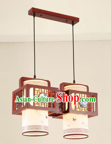 China Traditional Handmade Ancient Ceramic Two-pieces Hanging Lantern Palace Lanterns Ceiling Lamp