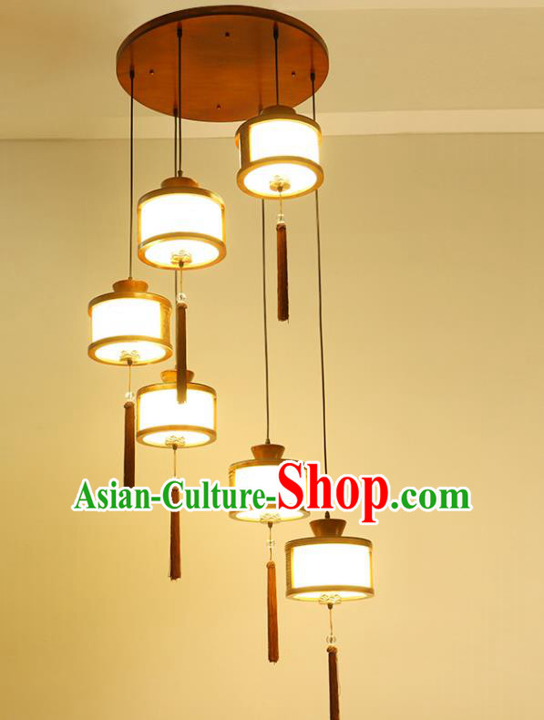 China Traditional Handmade Lantern Ancient Hanging Six-pieces Lanterns Palace Ceiling Lamp