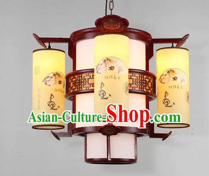 Traditional China Handmade Printing Wood Lantern Ancient Lanterns Palace Ceiling Lamp