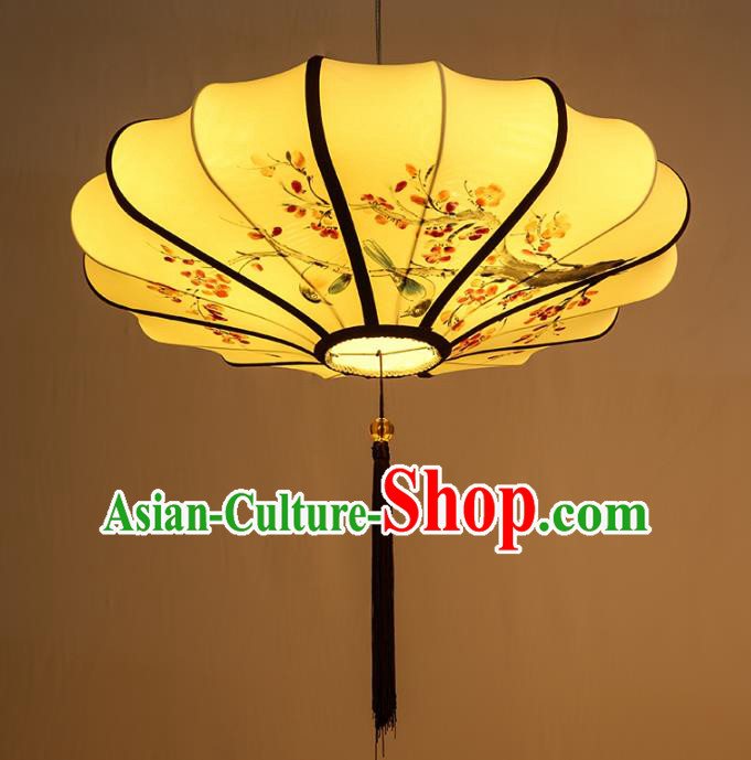Traditional China Handmade Yellow Lotus Lantern Ancient New Year Hanging Lanterns Palace Ceiling Lamp