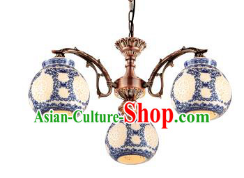 China Handmade iron Ceiling Lantern Traditional Ancient Hanging Lanterns Three-Lights Palace Lamp