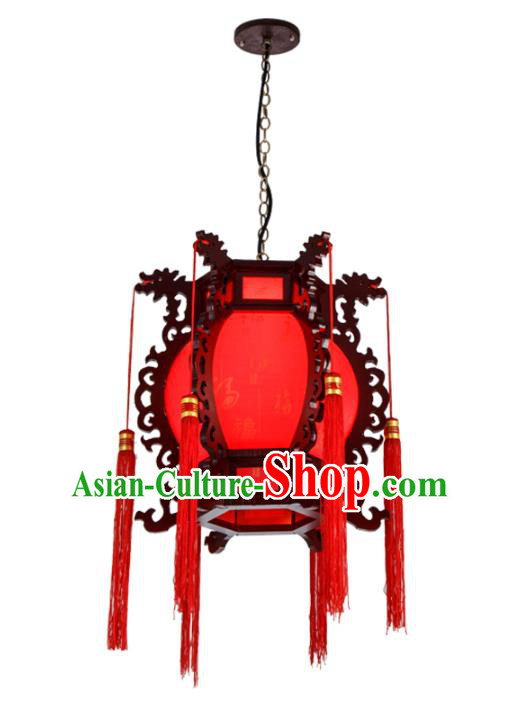 Chinese Handmade Wood Lantern Traditional Palace Ceiling Lamp Ancient Hanging Lanterns