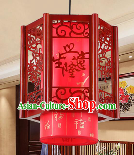 Chinese Handmade Red Lantern Traditional Palace Ceiling Lamp Ancient Hanging Lanterns