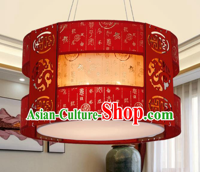 China Ancient Handmade Wood Carving Red Lantern Traditional Ceiling Lamp Palace Lanterns