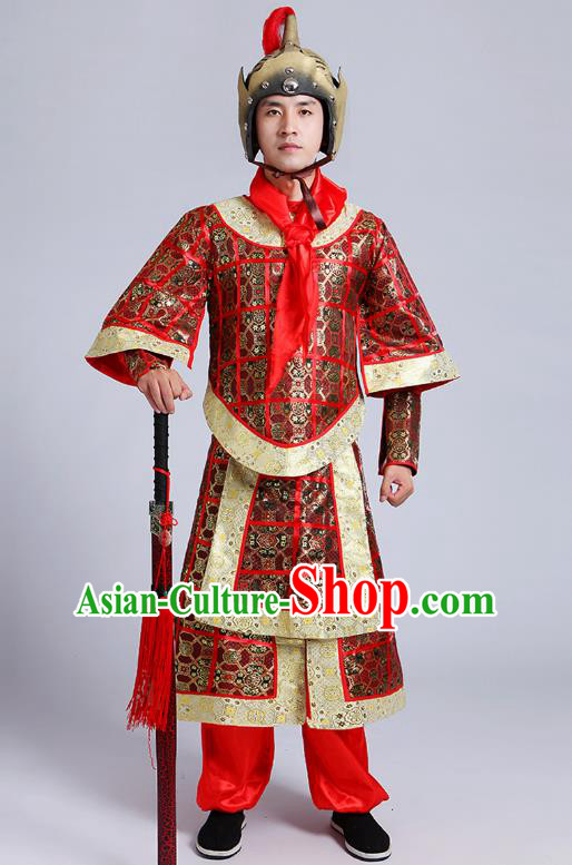 China Ancient Han Dynasty Soldier Costume Theatre Performances General Clothing for Men