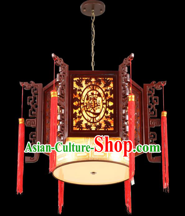 Chinese Handmade Wood Pierced Lantern Traditional Palace Ceiling Lamp Ancient Lanterns