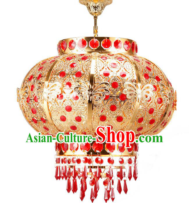 Chinese Ancient Handmade Golden Palace Lanterns Traditional Hanging Lantern