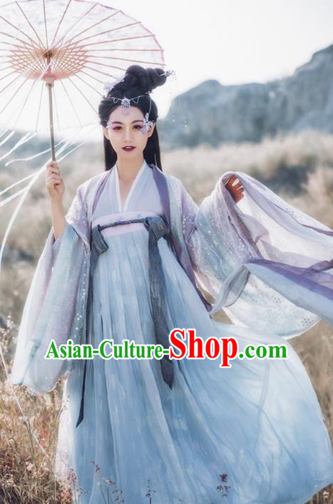 Ancient Chinese Female Immortals Costume Tang Dynasty Palace Lady Embroidered Dress for Women