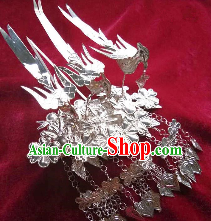 Traditional Chinese Miao Nationality Birds Hairpins Hair Accessories Sliver Hair Clip for Women