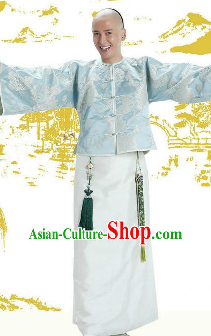 Chinese Qing Dynasty Duke Wei Xiaobao Historical Costume Ancient Manchu Royal Highness Clothing for Men