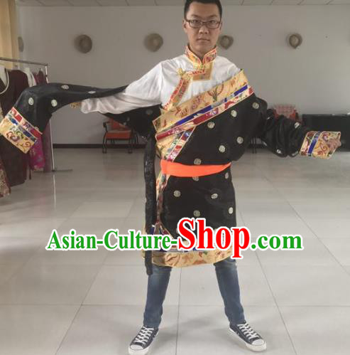 Traditional Chinese Zang Nationality Costume, Tibetan Ethnic Minority Kang-pa Tibetan Robe for Men