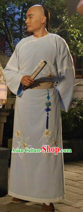 Chinese Qing Dynasty Painter Zheng Banqiao Historical Costume Ancient Poet Long Robe Clothing for Men