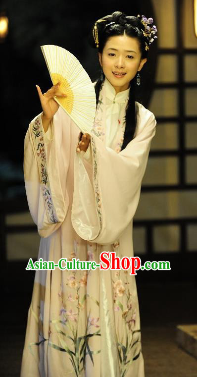 Chinese Ancient Qing Dynasty Courtesan Liu Rushi Dress Historical Costume for Women