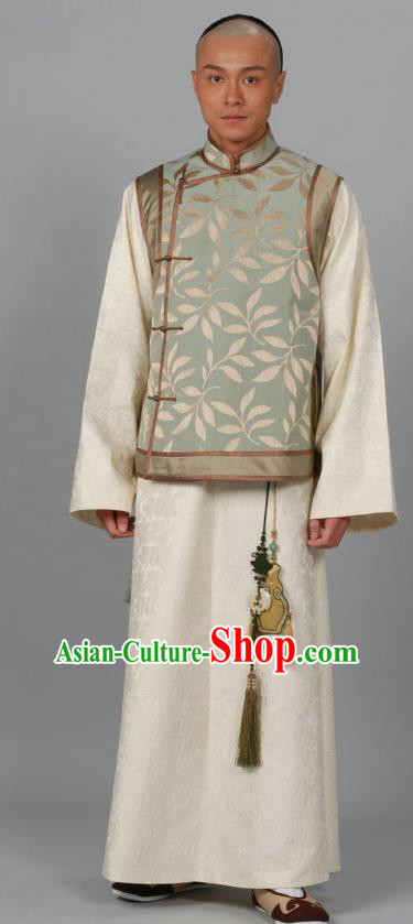 Chinese Qing Dynasty Prince Historical Costume Ancient Manchu Nobility Childe Clothing for Men