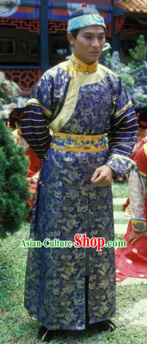 Chinese Qing Dynasty Emperor Kangxi Replica Costumes Ancient Manchu Monarch Historical Costume for Men