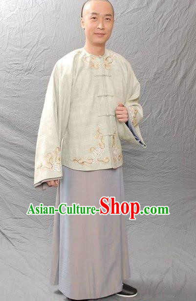 Chinese Qing Dynasty Author Pu Songling Historical Costume Ancient Writer Clothing for Men