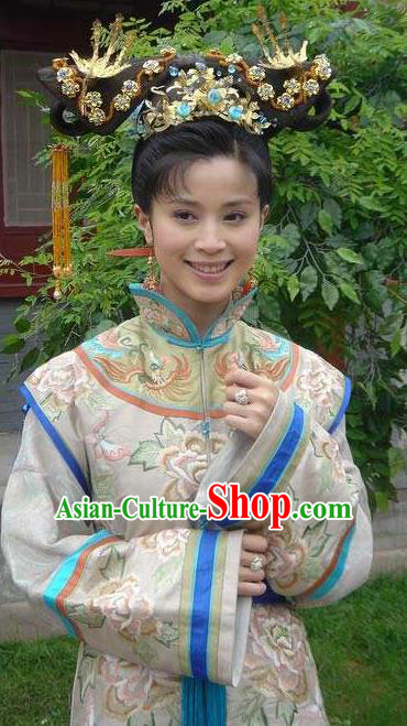 Chinese Ancient Qing Dynasty Empress of Nurhachi Replica Costumes Manchu Dress Historical Costume for Women