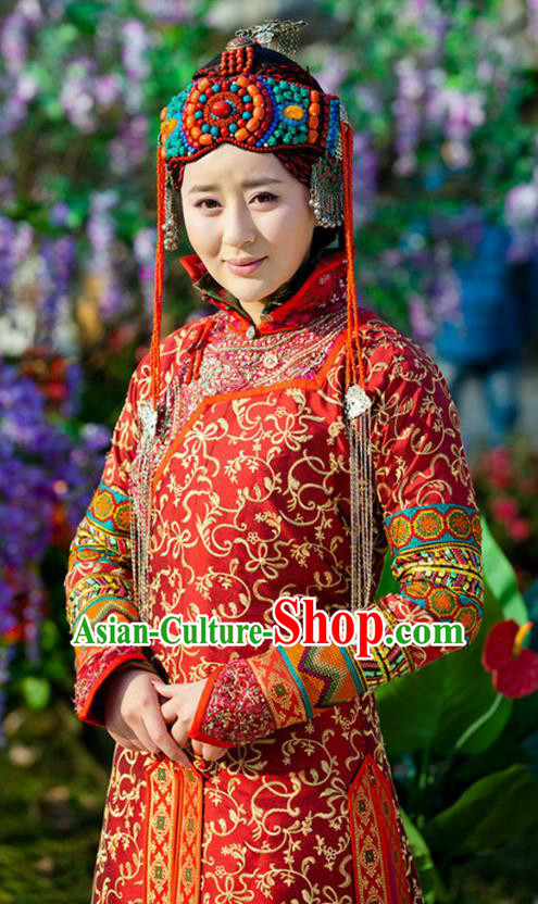 Chinese Qing Dynasty Mongolian Princess Historical Costume Ancient Manchu Empress of Shunzhi Clothing for Women
