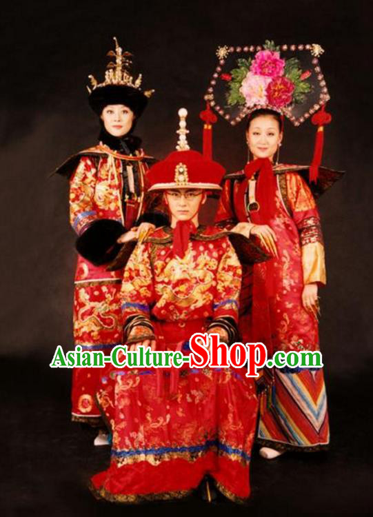 Chinese Late Qing Dynasty Last Emperor and Empress Empress Dowager Cixi Replica Costumes Complete Set