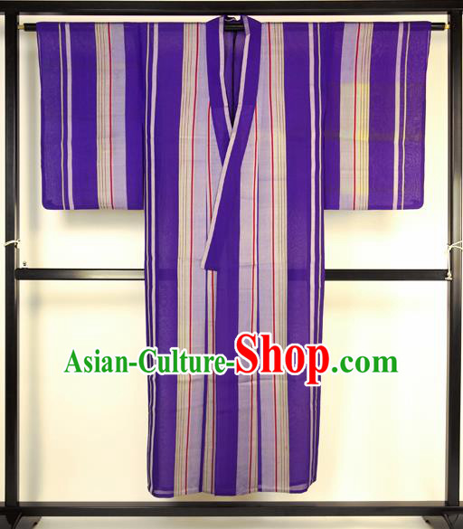 Japanese Ancient Male Purple Kimono Costume Traditional Wafuku Hakama Haori Yukata for Men