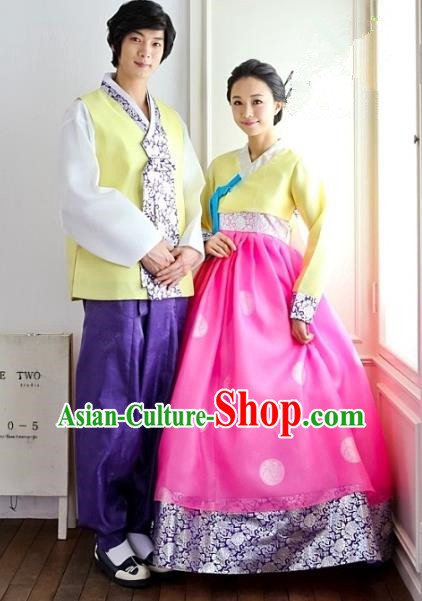Korean Traditional Garment Palace Hanbok Fashion Apparel Costumes Bride and Bridegroom Clothing