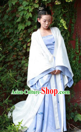Chinese Ancient Princess Costume Ming Dynasty Palace Lady White Dress for Women