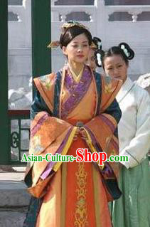 Chinese Ancient Ming Dynasty Empress Dowager Li Wanli Embroidered Dress Costume for Women