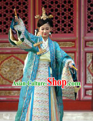 Chinese Ancient Ming Dynasty Wanli Empress Dowager Li Embroidered Dress Costume for Women