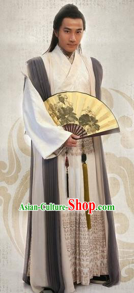 Traditional Chinese Ming Dynasty Ancient Gifted Scholar Artist Tang Bohu Costume for Men