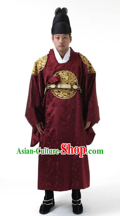Asian Korean Traditional Costume Ancient Palace King Bridegroom Red Hanbok for Men