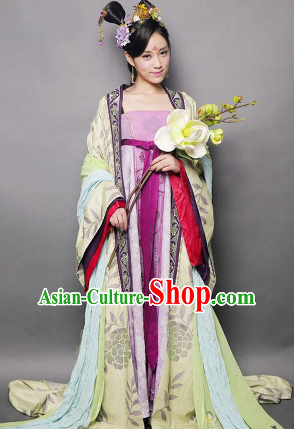 Chinese Ancient Palace Lady Tang Dynasty Princess Embroidered Mullet Dress Historical Costume for Women