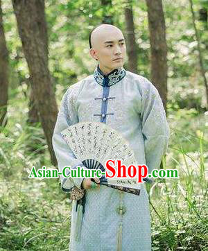 Traditional Chinese Ancient Qing Dynasty Nobility Childe Wu Yingqi Robe Costume for Men