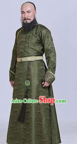 Traditional Chinese Ancient Qing Dynasty Protectorship Minister Aobai Costume for Men