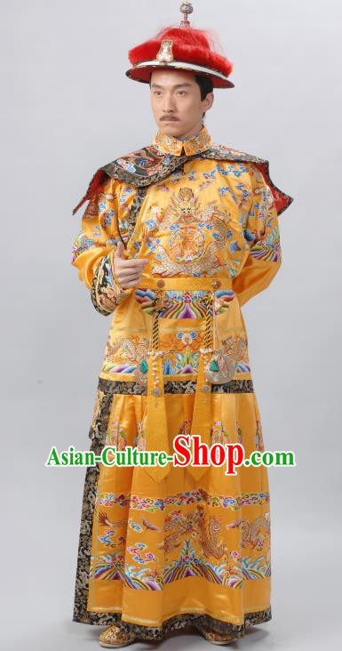 Traditional Chinese Ancient Emperor Yongzheng Qing Dynasty Manchu Majesty Costume Imperial Robe for Men