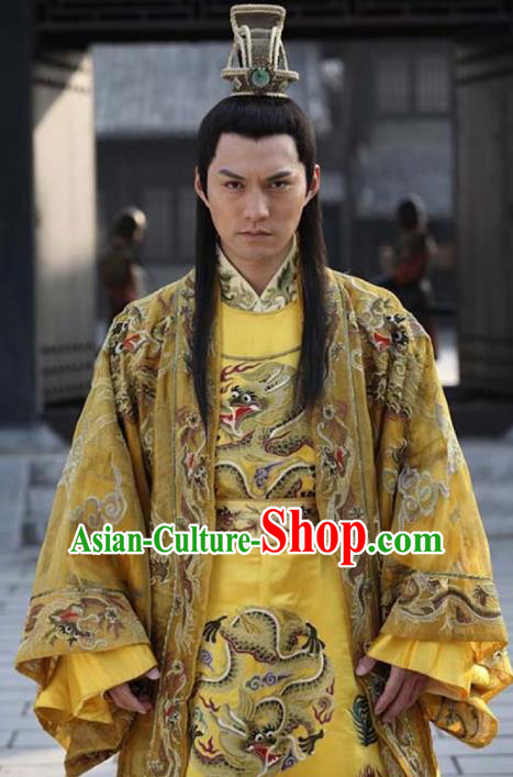 Traditional Chinese Ancient Ming Dynasty Ying Emperor Zhu Qizhen Imperial Robe Costume for Men