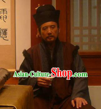 Chinese Ancient Ming Dynasty Minister Milord Qian Qianyi Replica Costume for Men