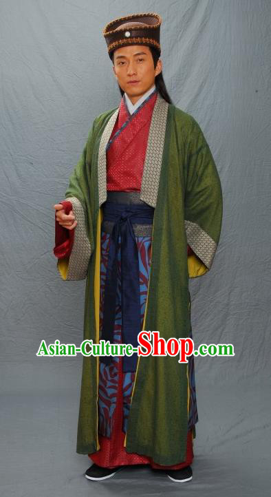 Chinese Ancient Ming Dynasty Artist Gifted Scholar Wen Zhengming Costume for Men