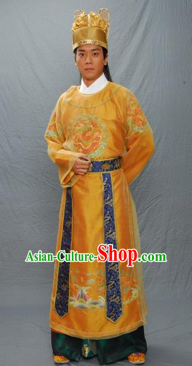 Chinese Ancient Ming Dynasty Emperor Zhengde Embroidered Imperial Robe Majesty Zhu Houzhao Costume for Men