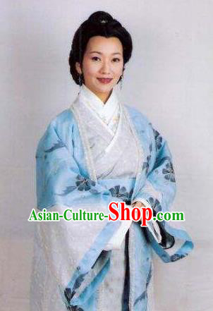 Chinese Ancient Song Dynasty Female General She Saihua Blue Dress Replica Costume for Women